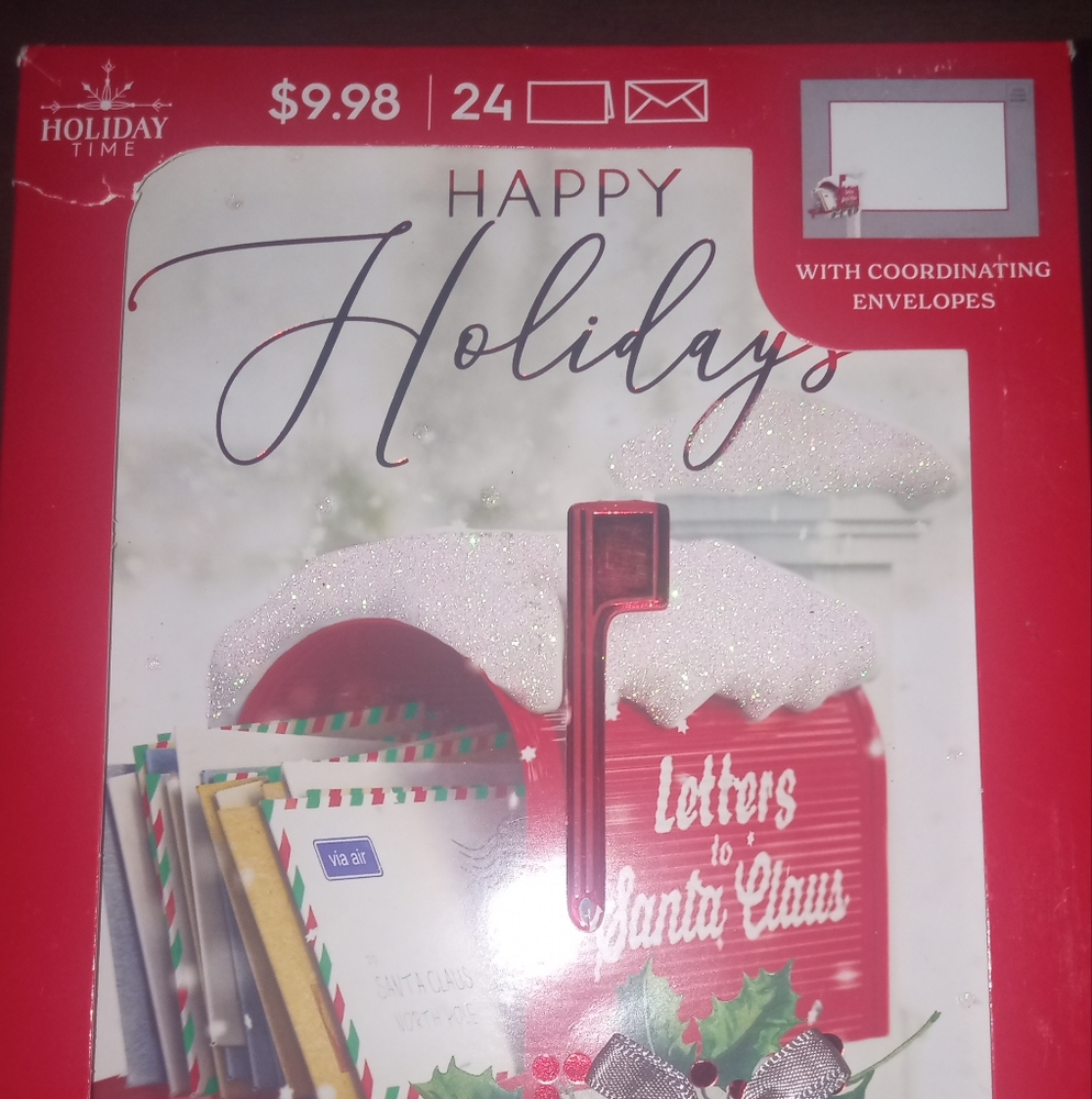 Holiday Time Red and White Holiday Card Set